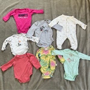 Baby girl 3 months One piece long sleeve bodysuits lot bundle